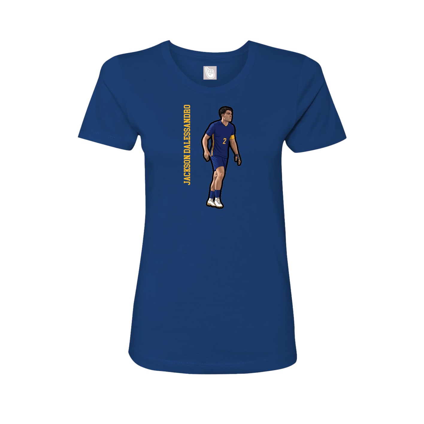 Fitted Women's Tee — Name Vertical in Royal