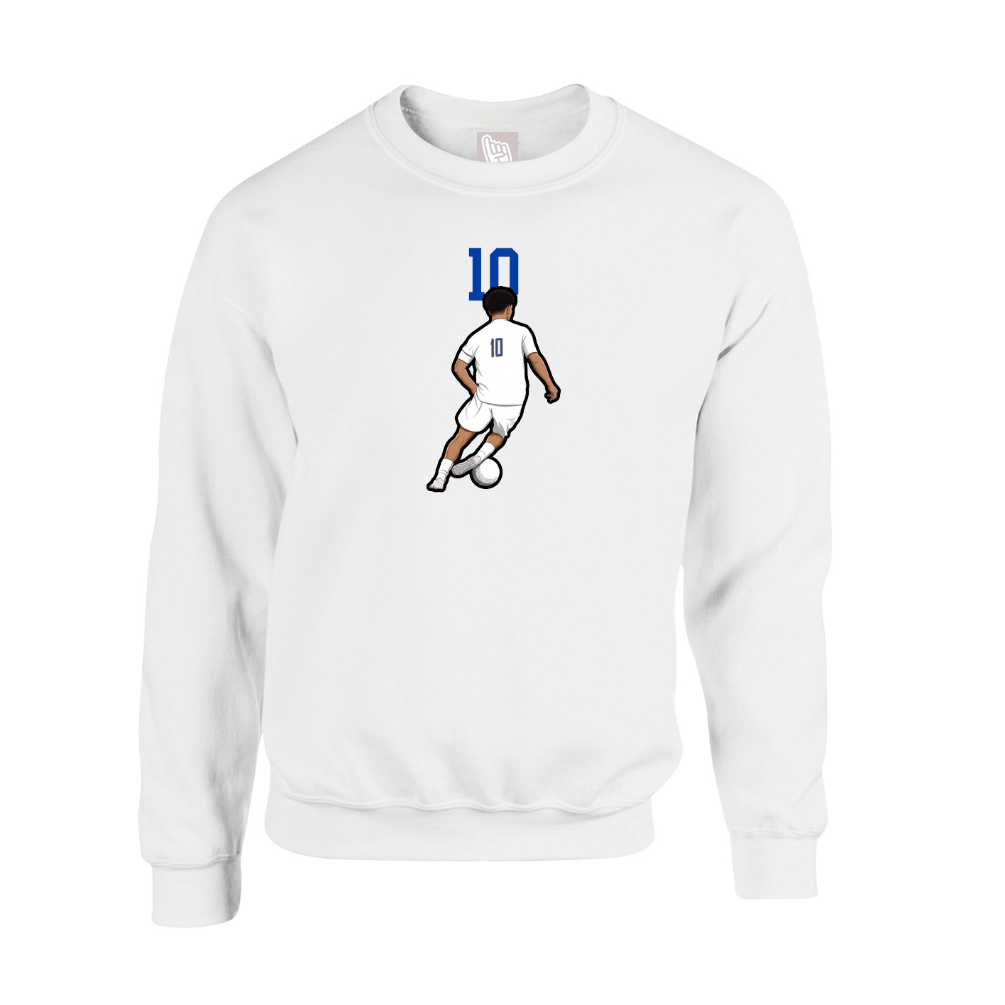 Fleece Crew — Number Top in White