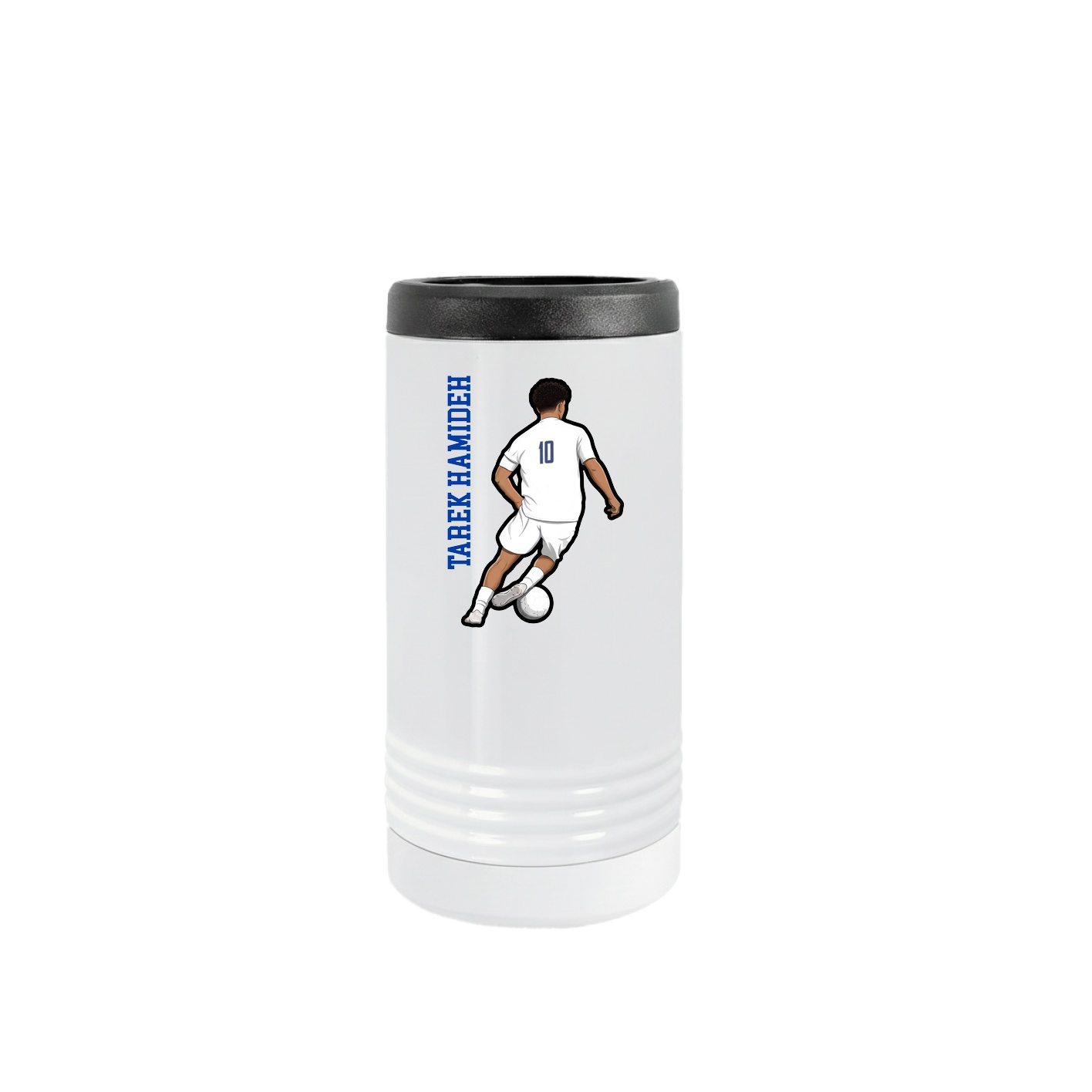 Slim Beverage Holder — Name Vertical in White