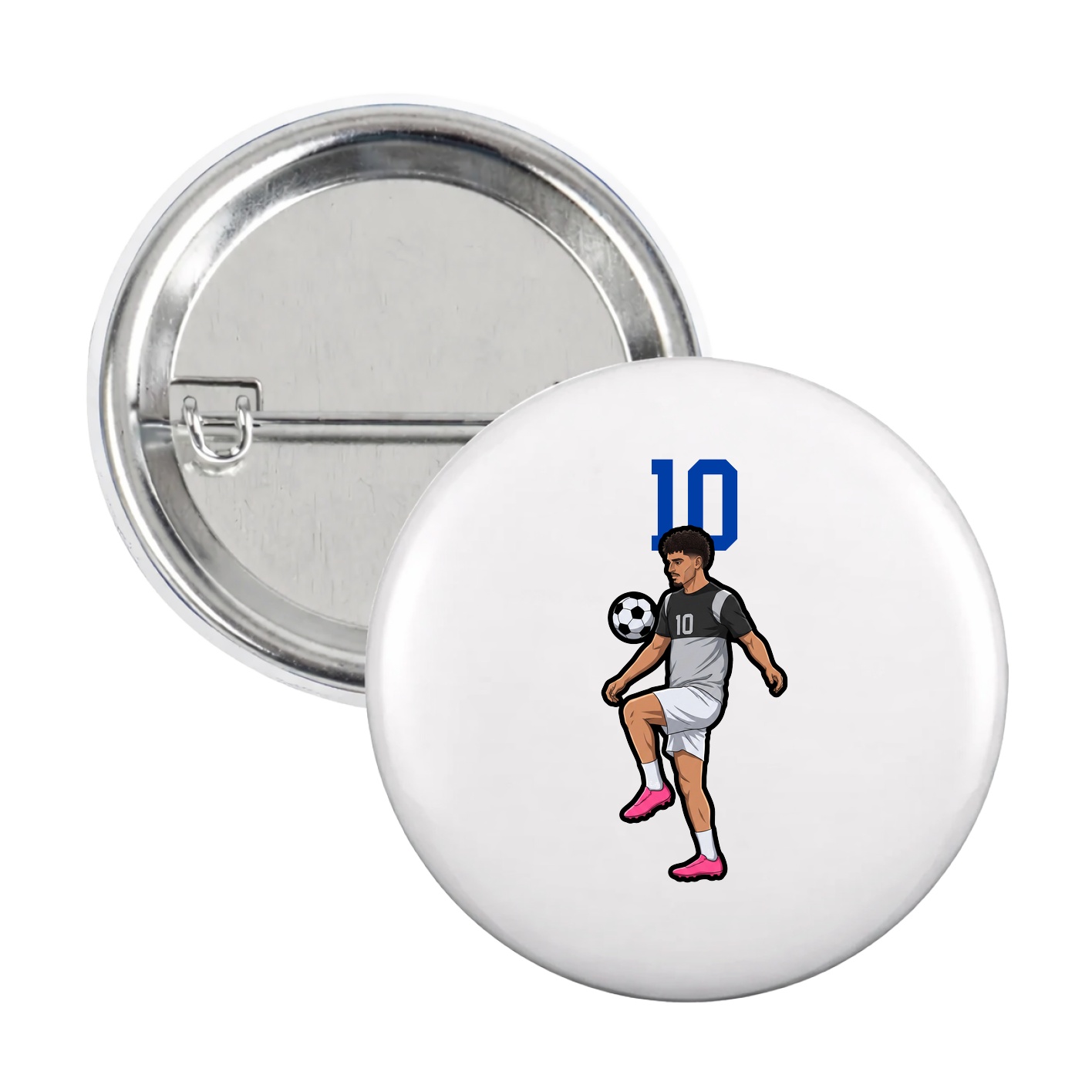 Game Day Button — Number Top in White