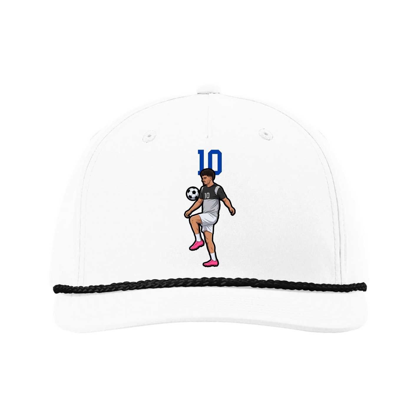 Five-Panel Classic Rope Cap — Number Top in White