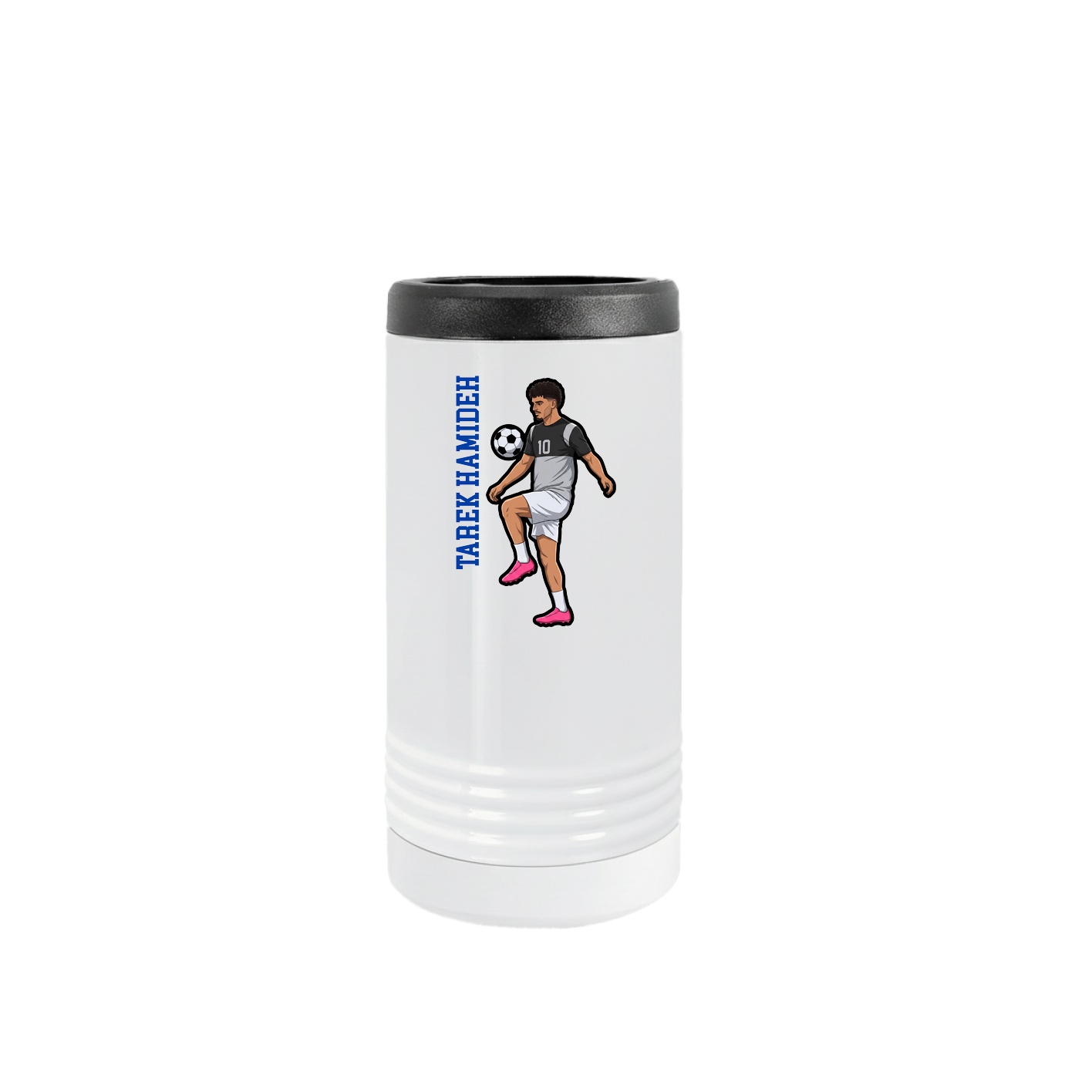 Slim Beverage Holder — Name Vertical in White