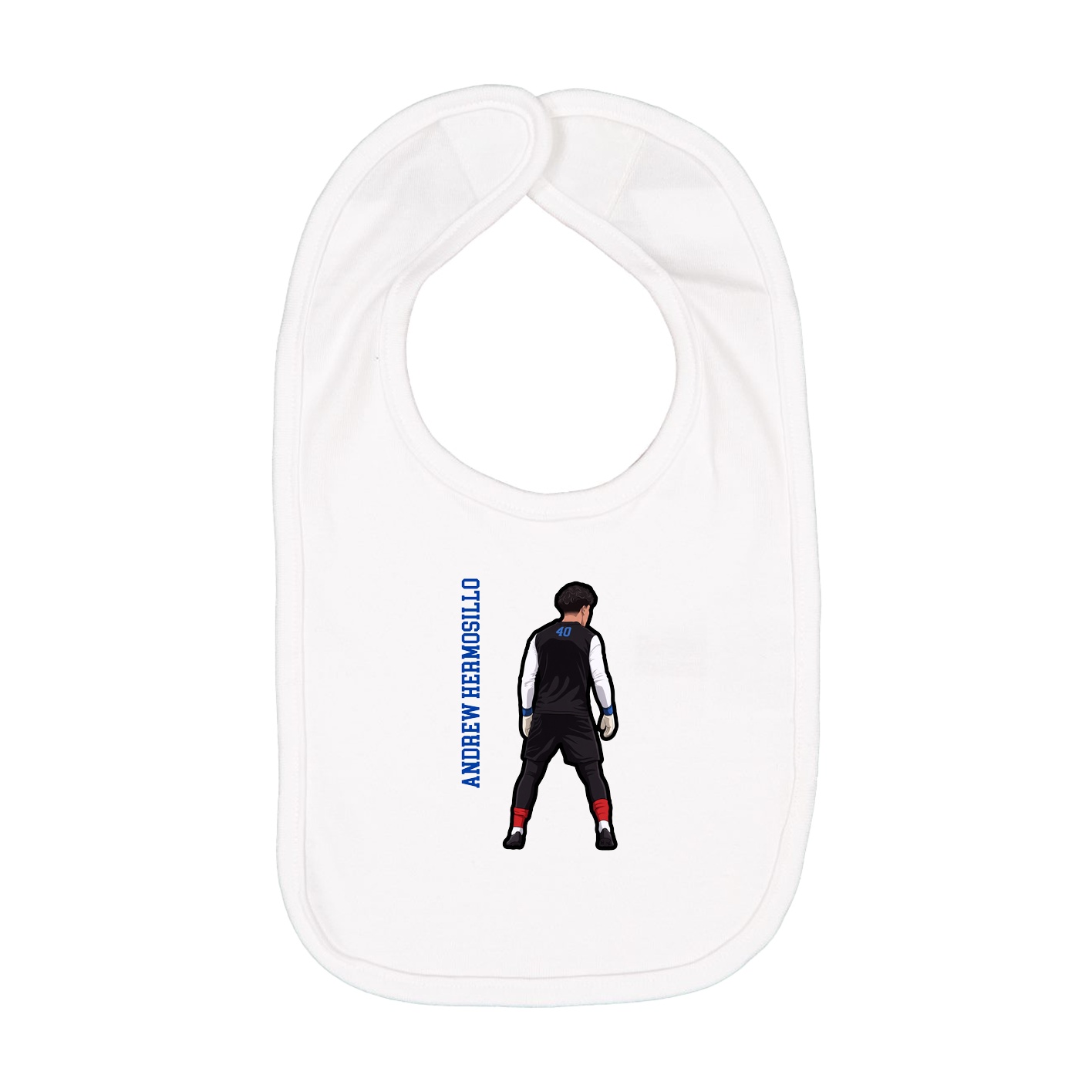 Infant Bib — Name Vertical in White