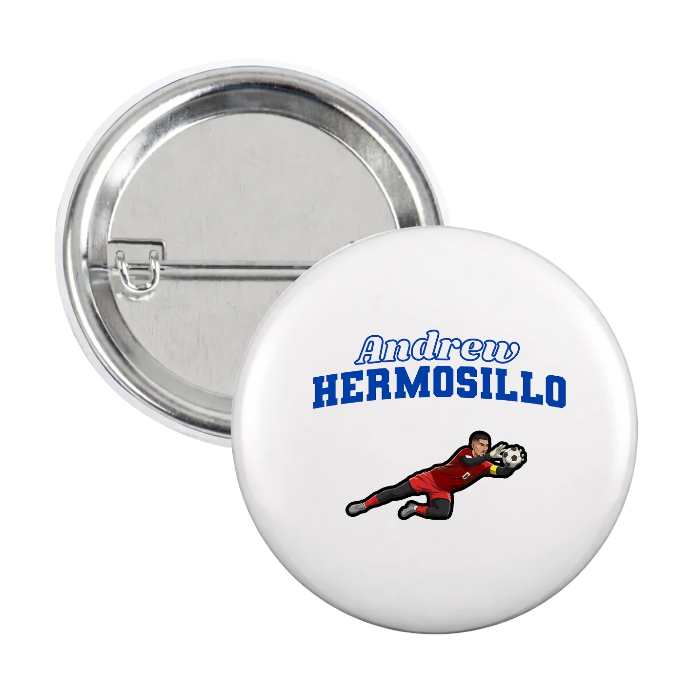 Game Day Button — Name Arch in White