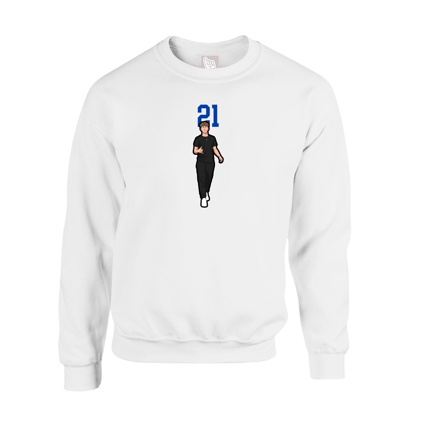Fleece Crew — Number Top in White