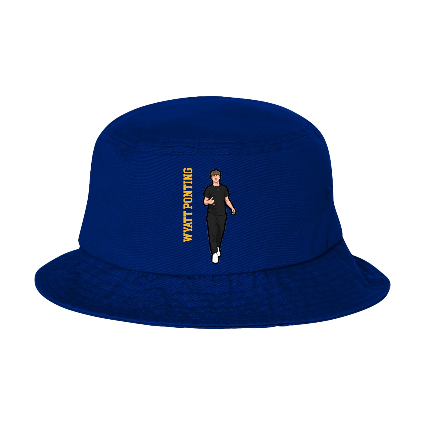Bucket Cap — Name Vertical in Royal Blue