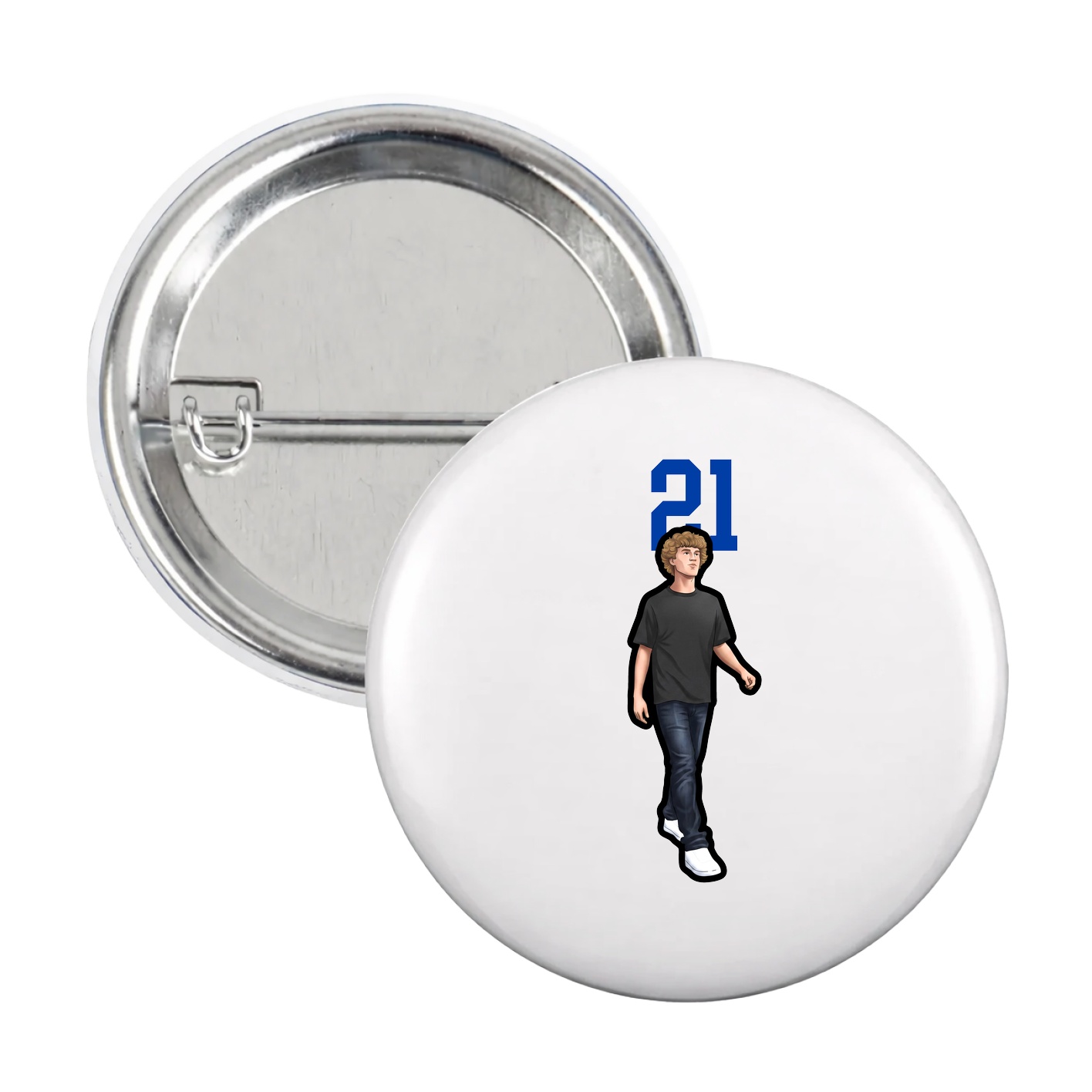 Game Day Button — Number Top in White