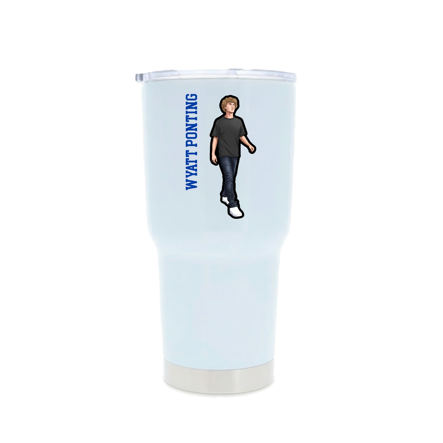 30oz Stainless Steel Tumbler — Name Vertical in White