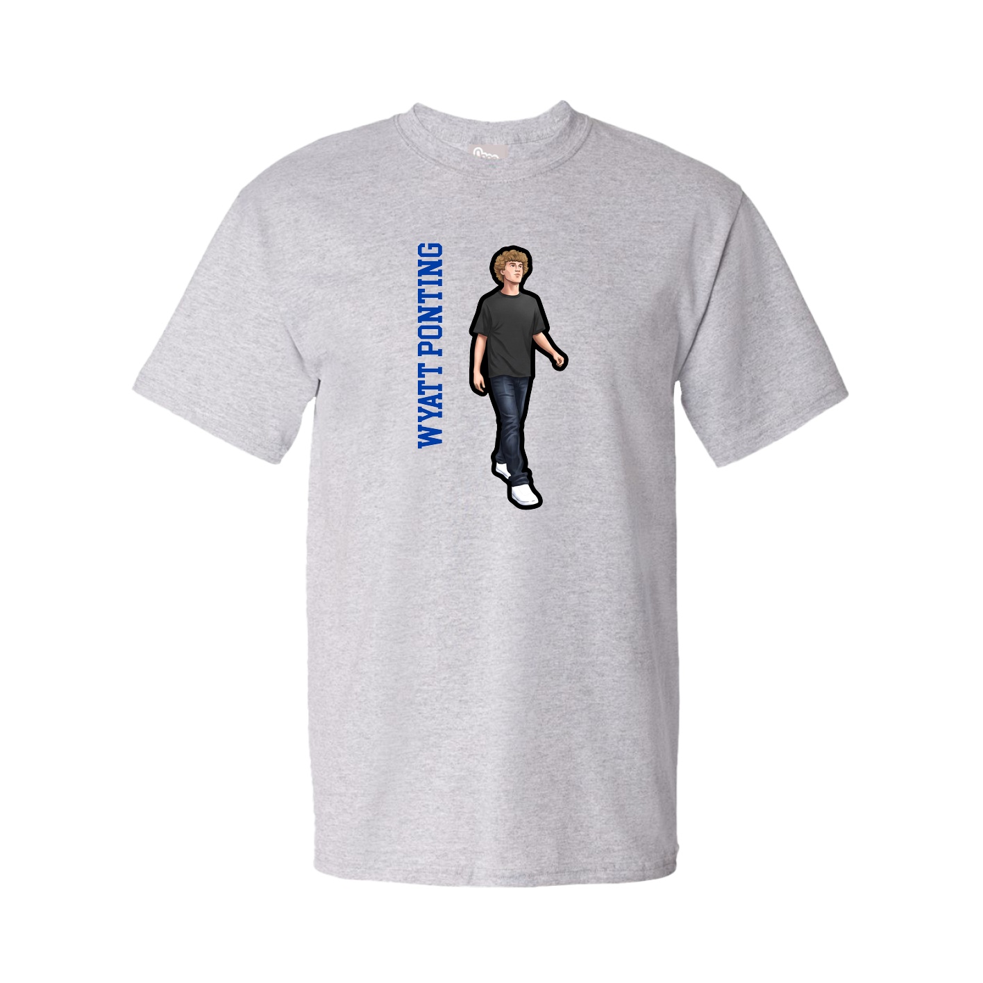 Youth Tee — Name Vertical in Grey
