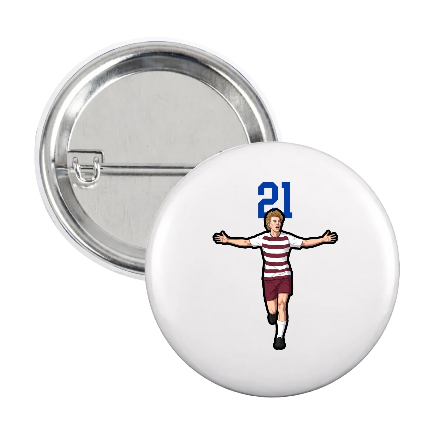 Game Day Button — Number Top in White