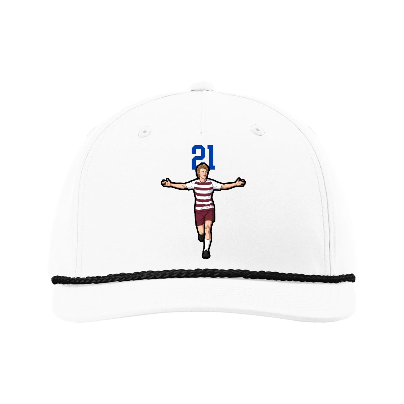 Five-Panel Classic Rope Cap — Number Top in White
