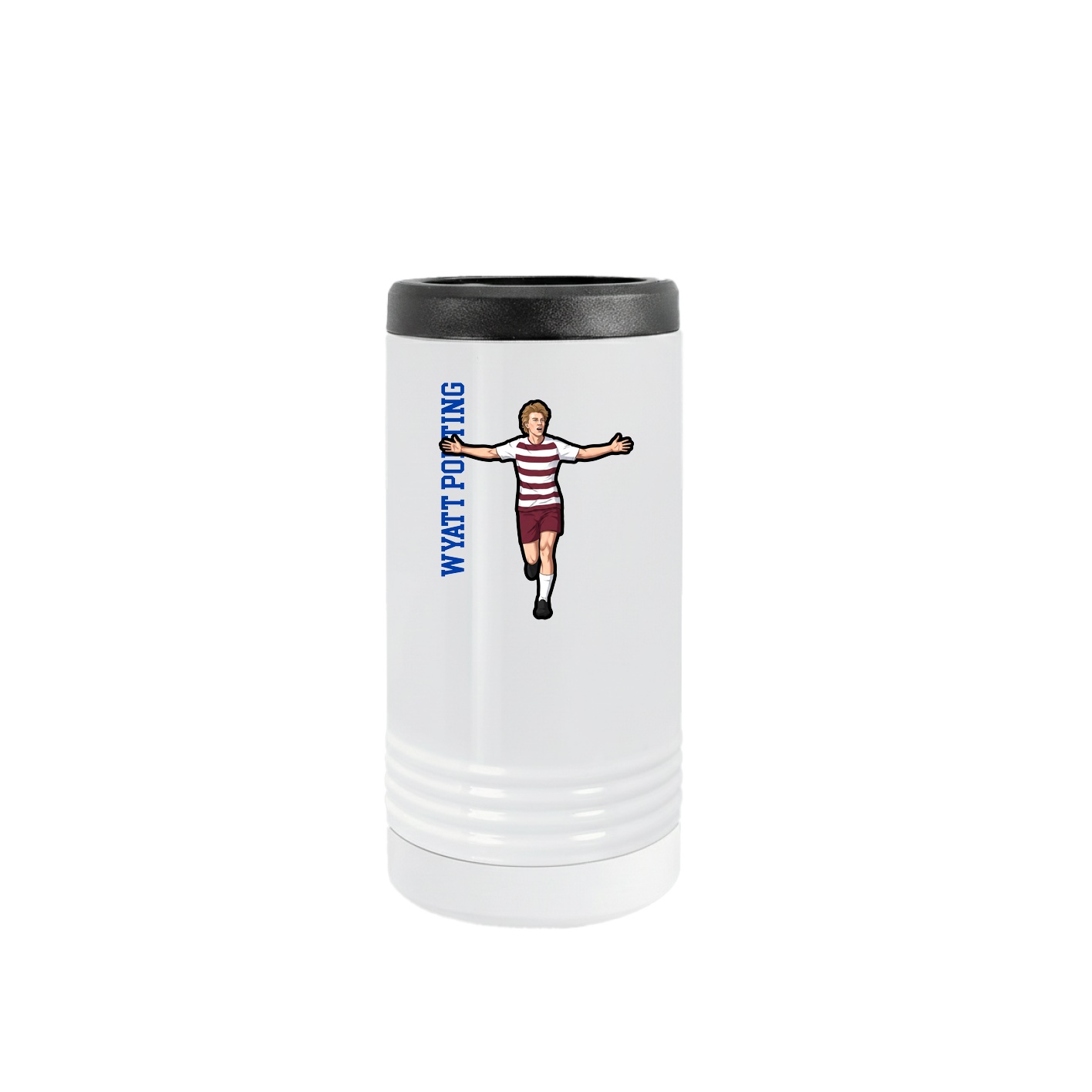 Slim Beverage Holder — Name Vertical in White