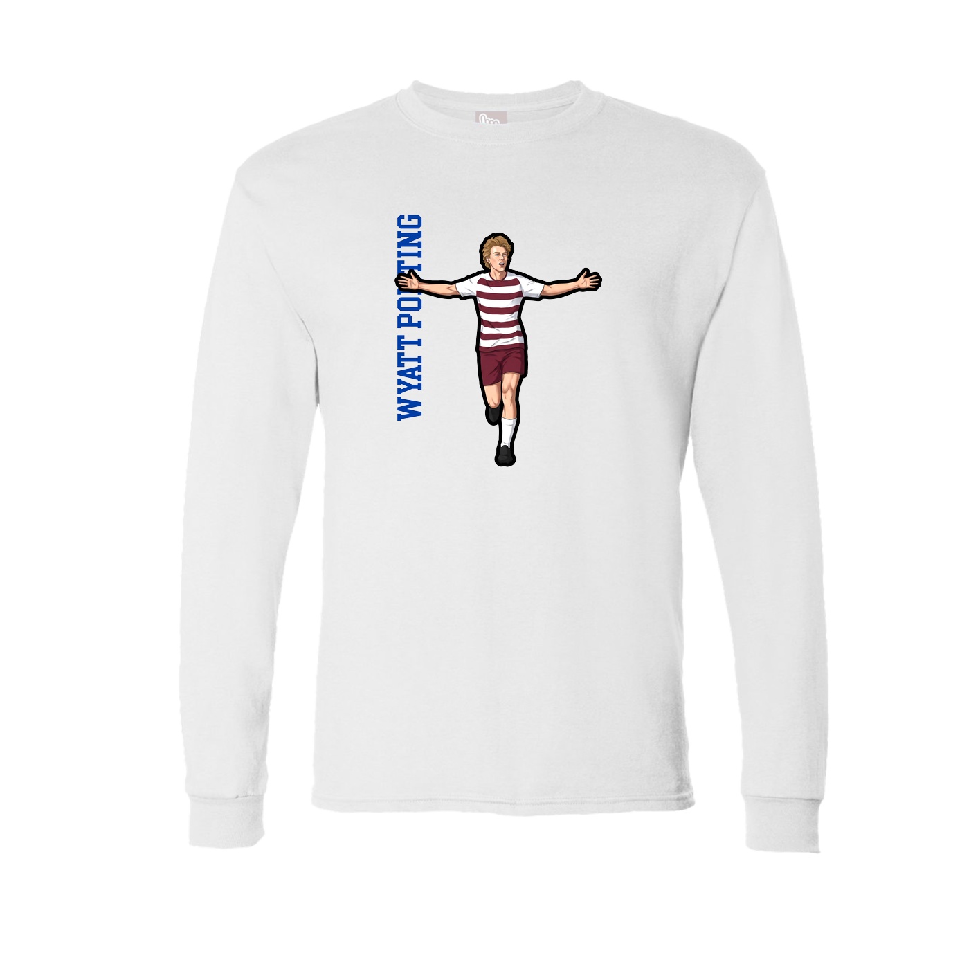 Long Sleeve Tee — Name Vertical in White