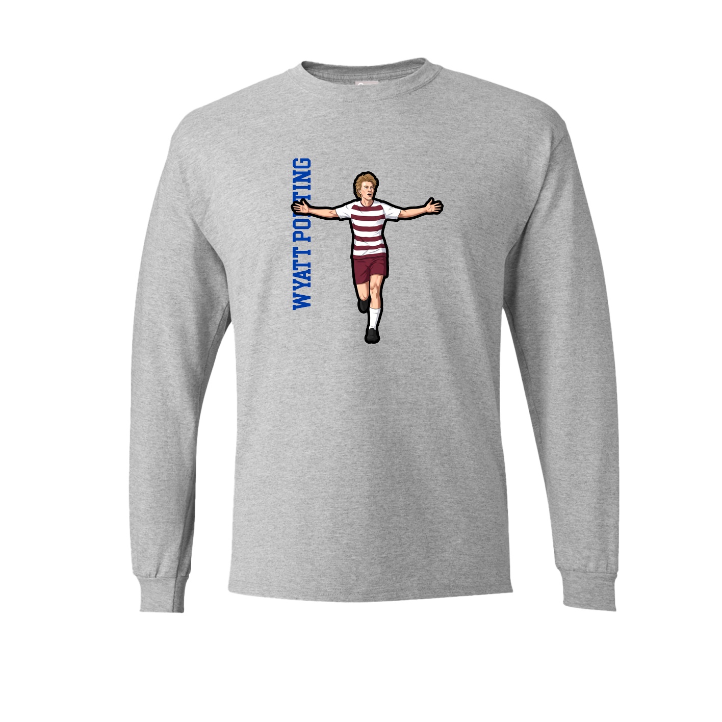 Long Sleeve Tee — Name Vertical in Grey