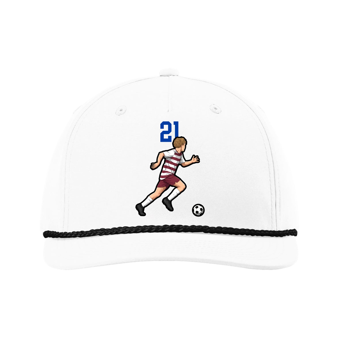 Five-Panel Classic Rope Cap — Number Top in White