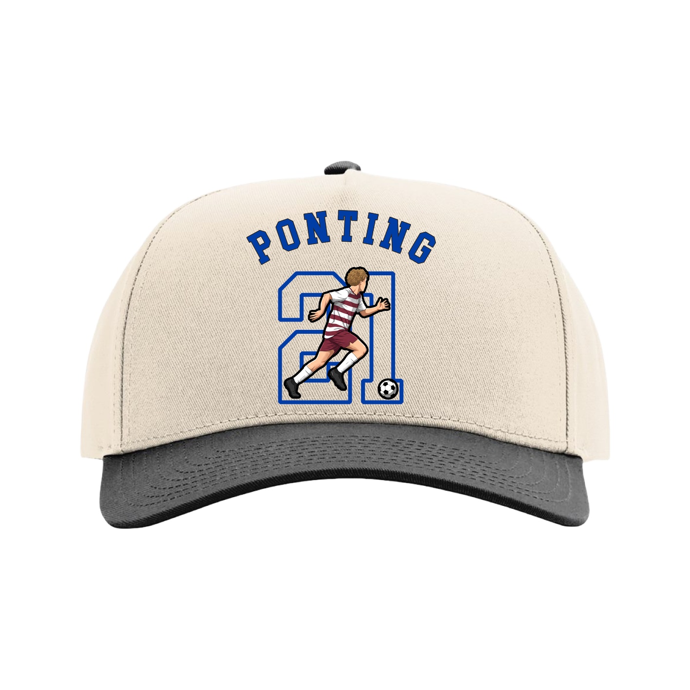 Full Fabric Five-Panel Champ Cap — Shirsey Arch in Cream/Black
