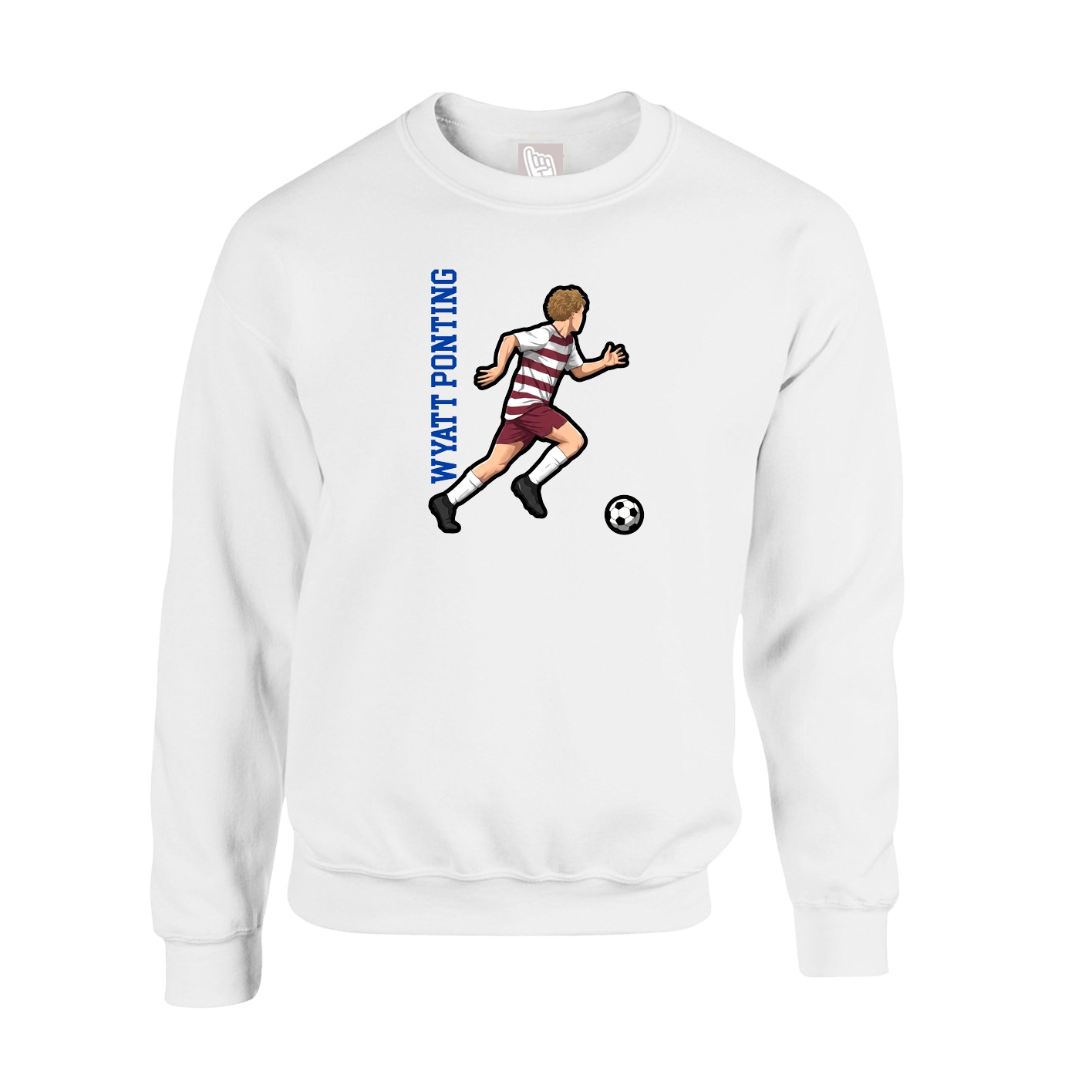 Fleece Crew — Name Vertical in White