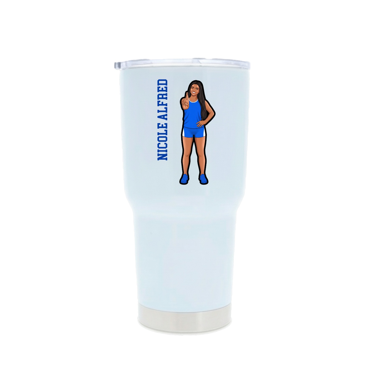 30oz Stainless Steel Tumbler — Name Vertical in White