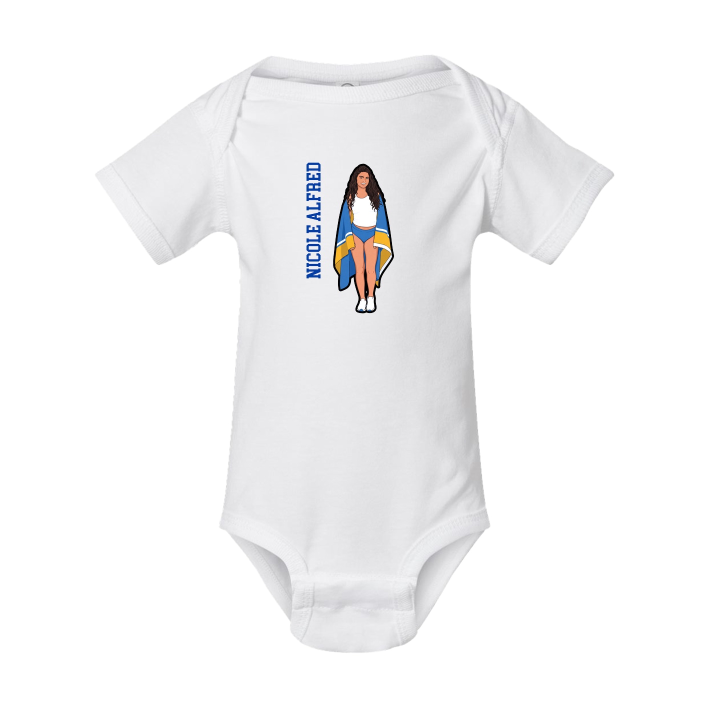 Baby Onesie — Name Vertical in White