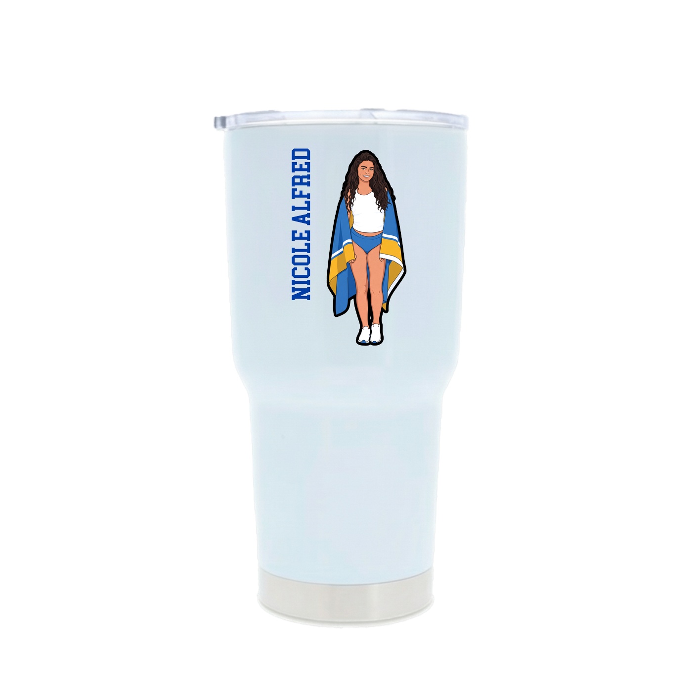 30oz Stainless Steel Tumbler — Name Vertical in White