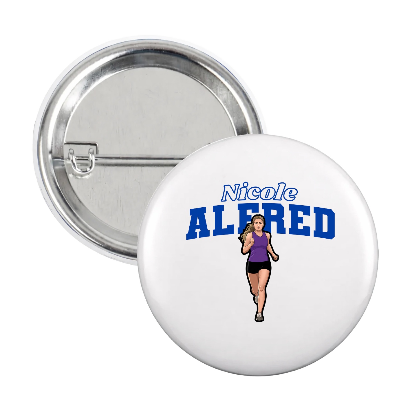 Game Day Button — Name Arch in White