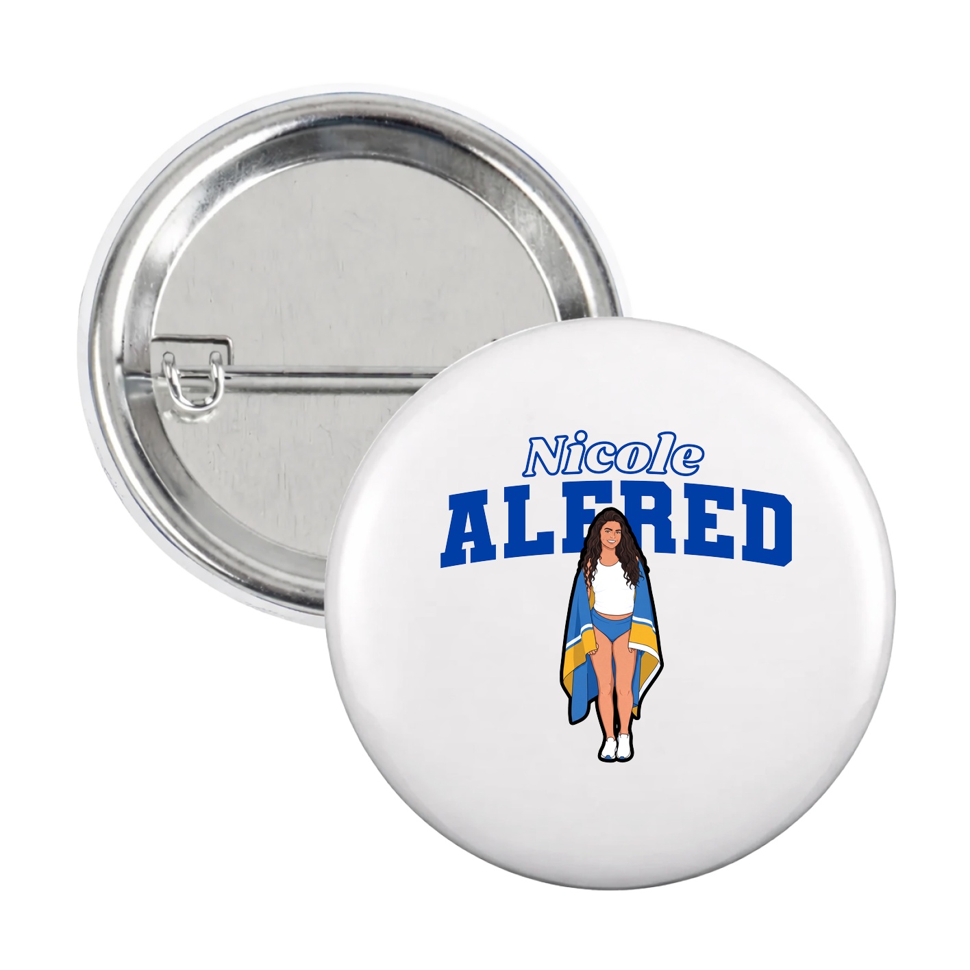 Game Day Button — Name Arch in White