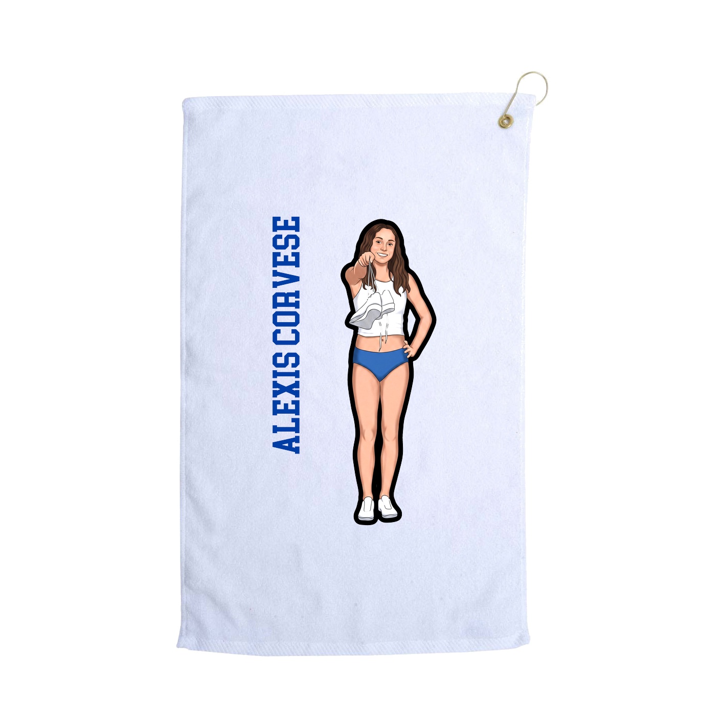 Golf Towel — Name Vertical in White