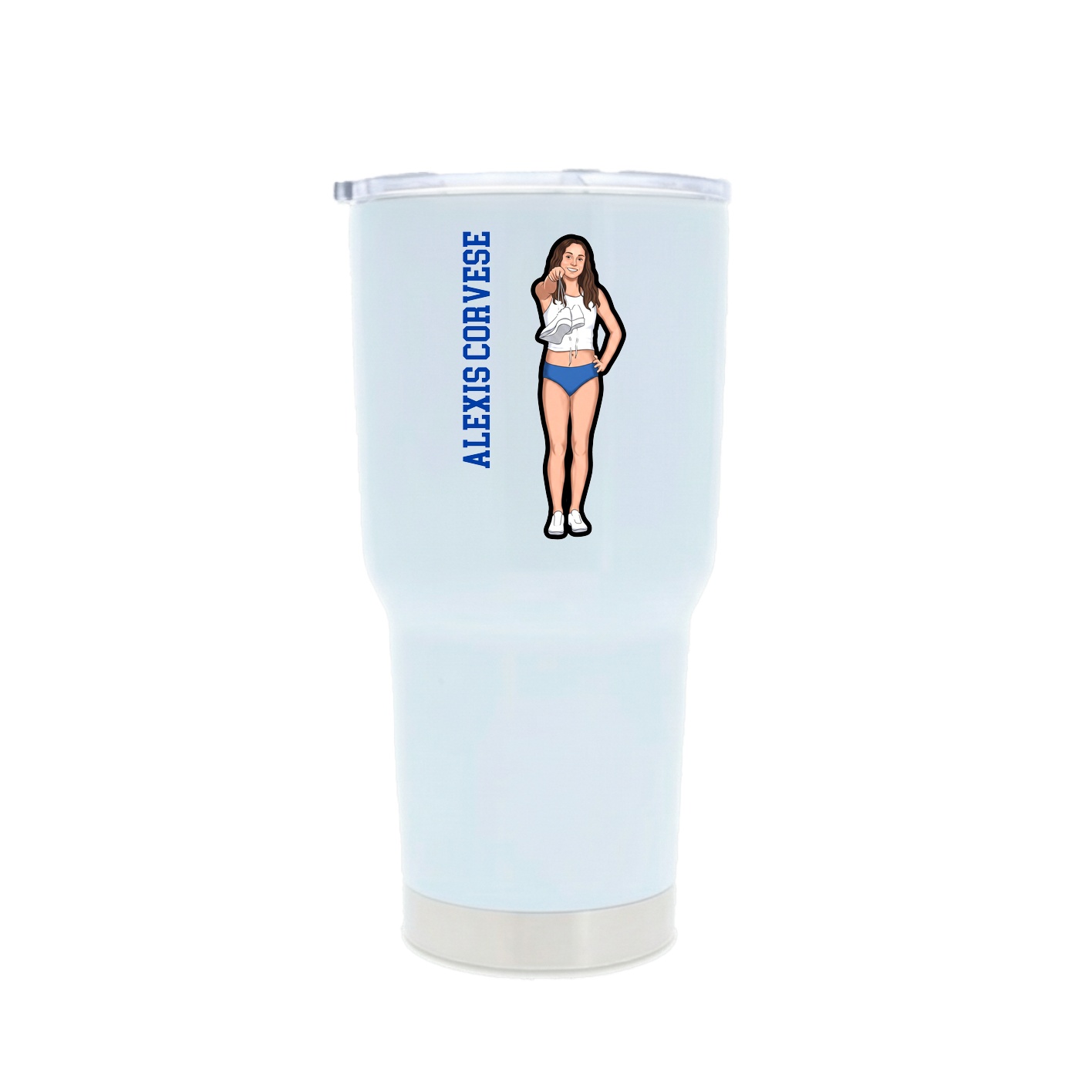 30oz Stainless Steel Tumbler — Name Vertical in White