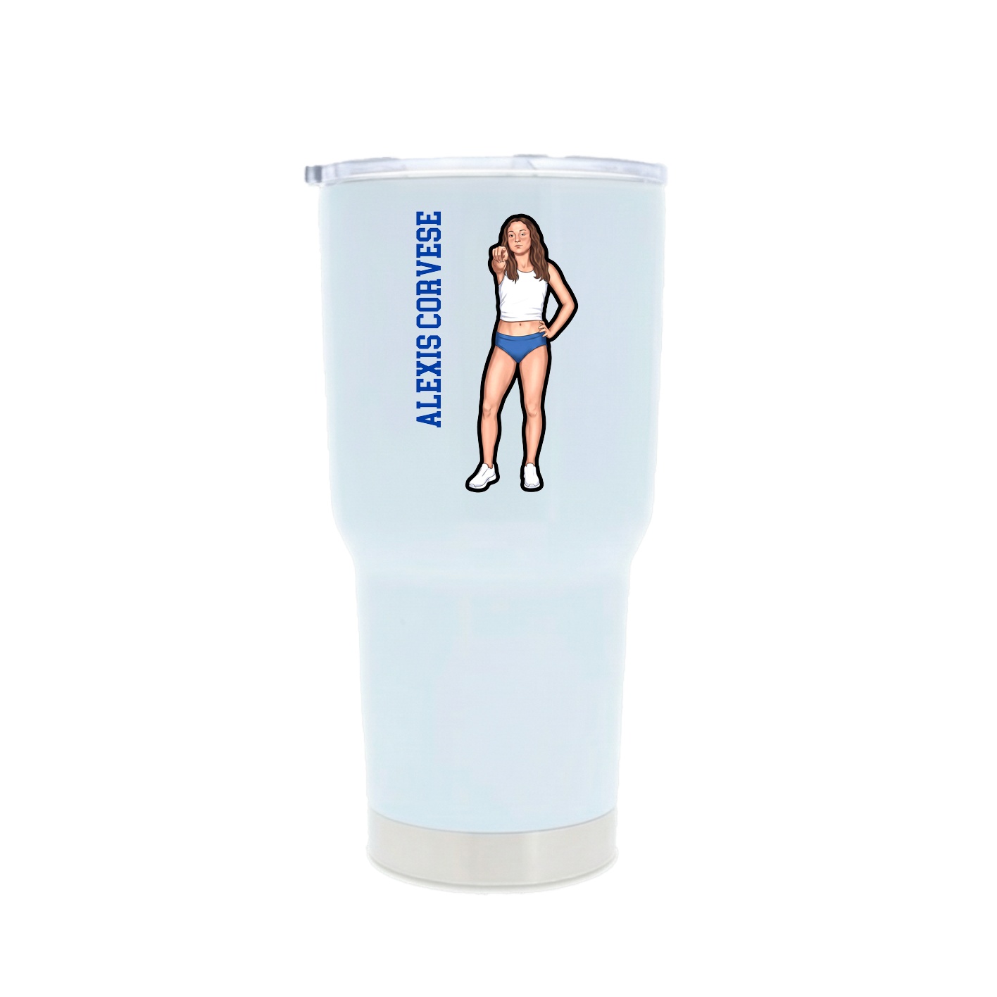 30oz Stainless Steel Tumbler — Name Vertical in White