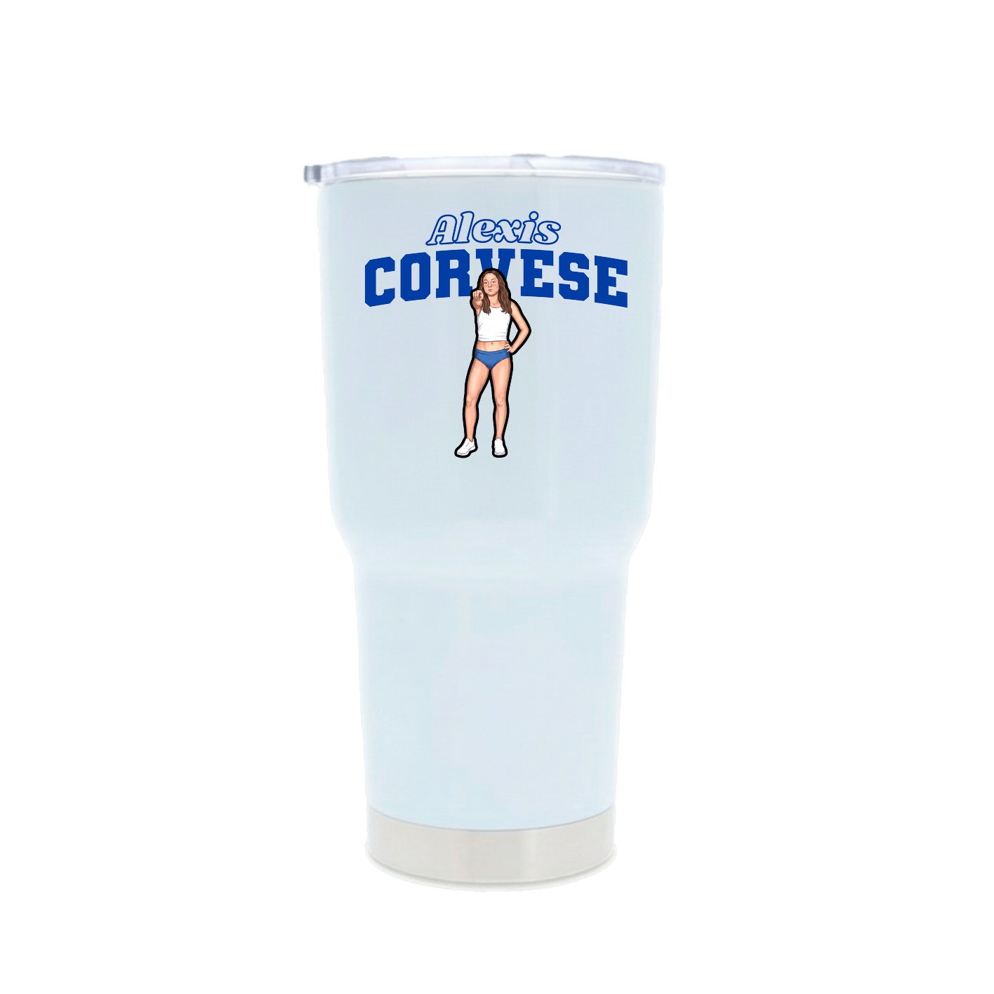 30oz Stainless Steel Tumbler — Name Arch in White