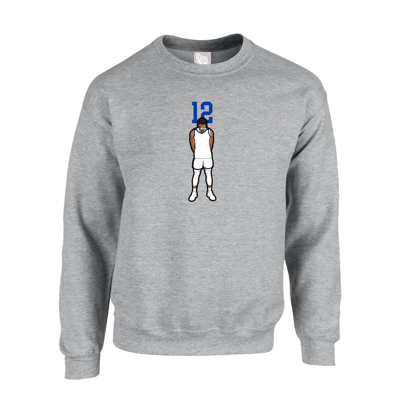 Fleece Crew — Number Top in Grey