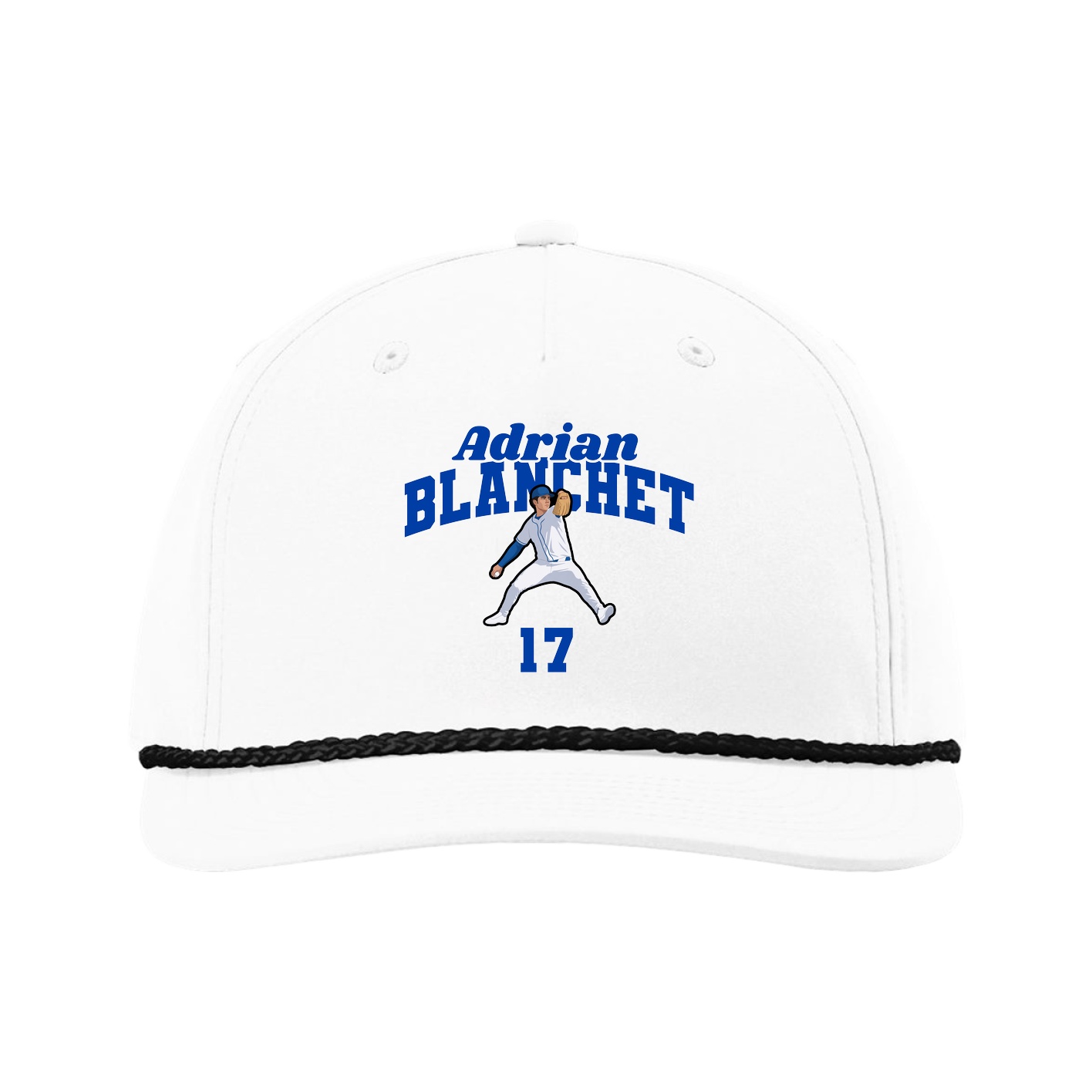 Five-Panel Classic Rope Cap — Signature Arch in White
