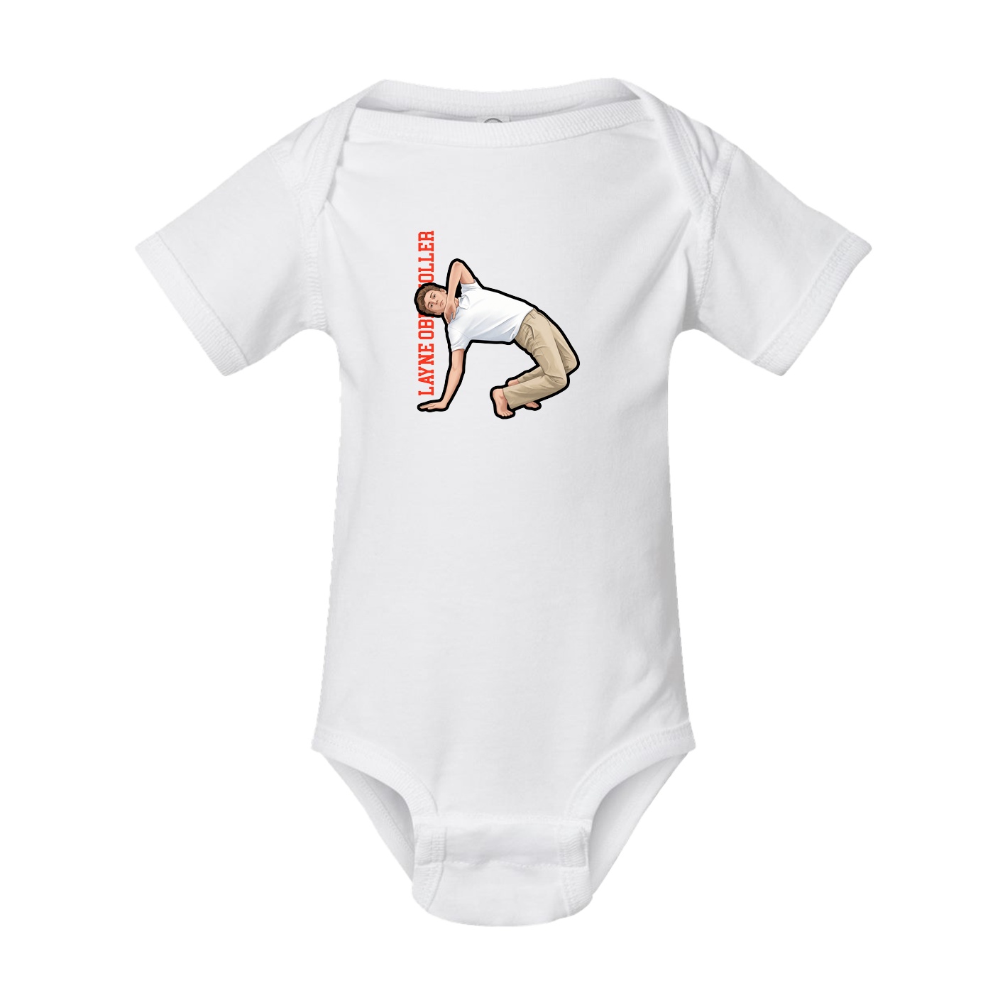 Baby Onesie — Name Vertical in White