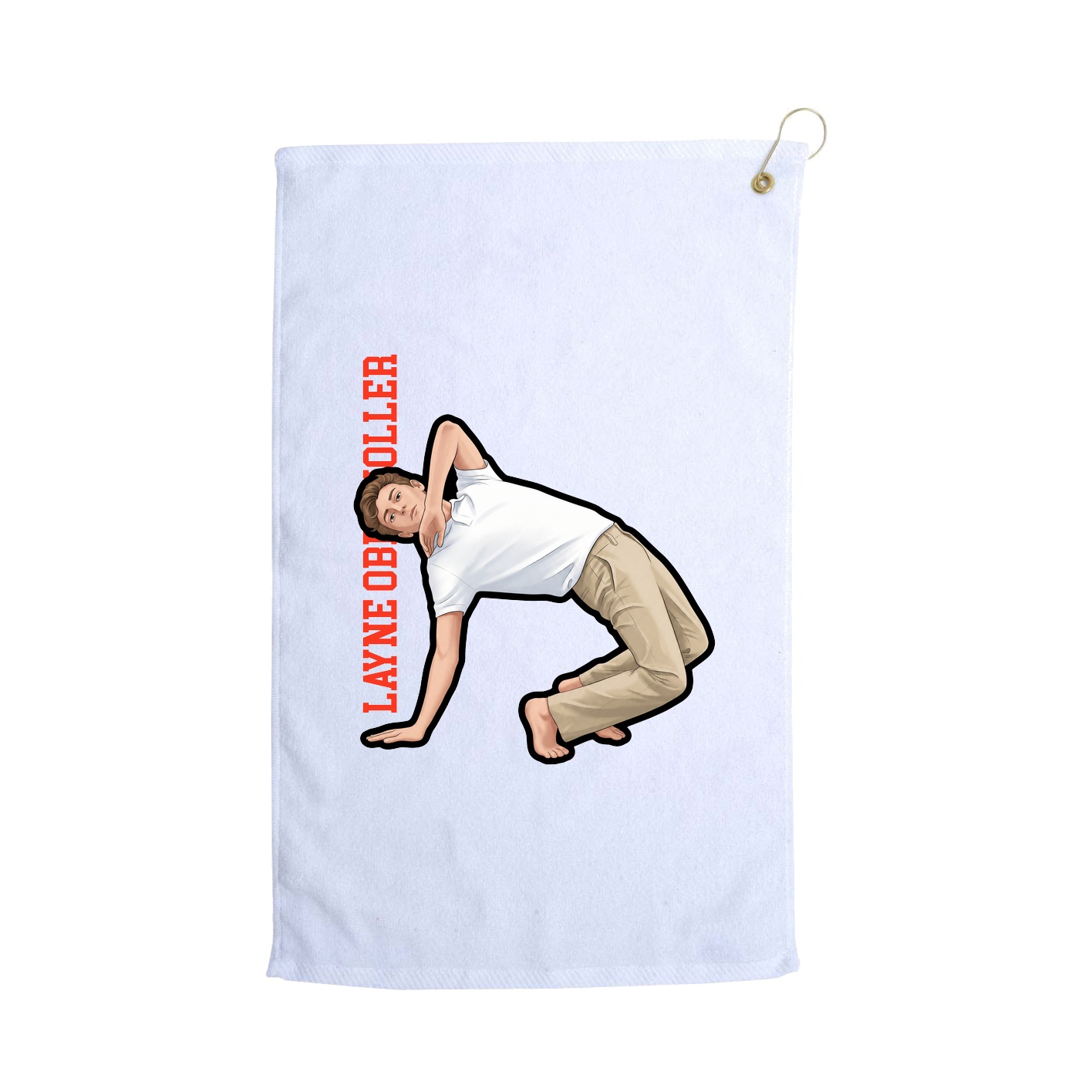 Golf Towel — Name Vertical in White