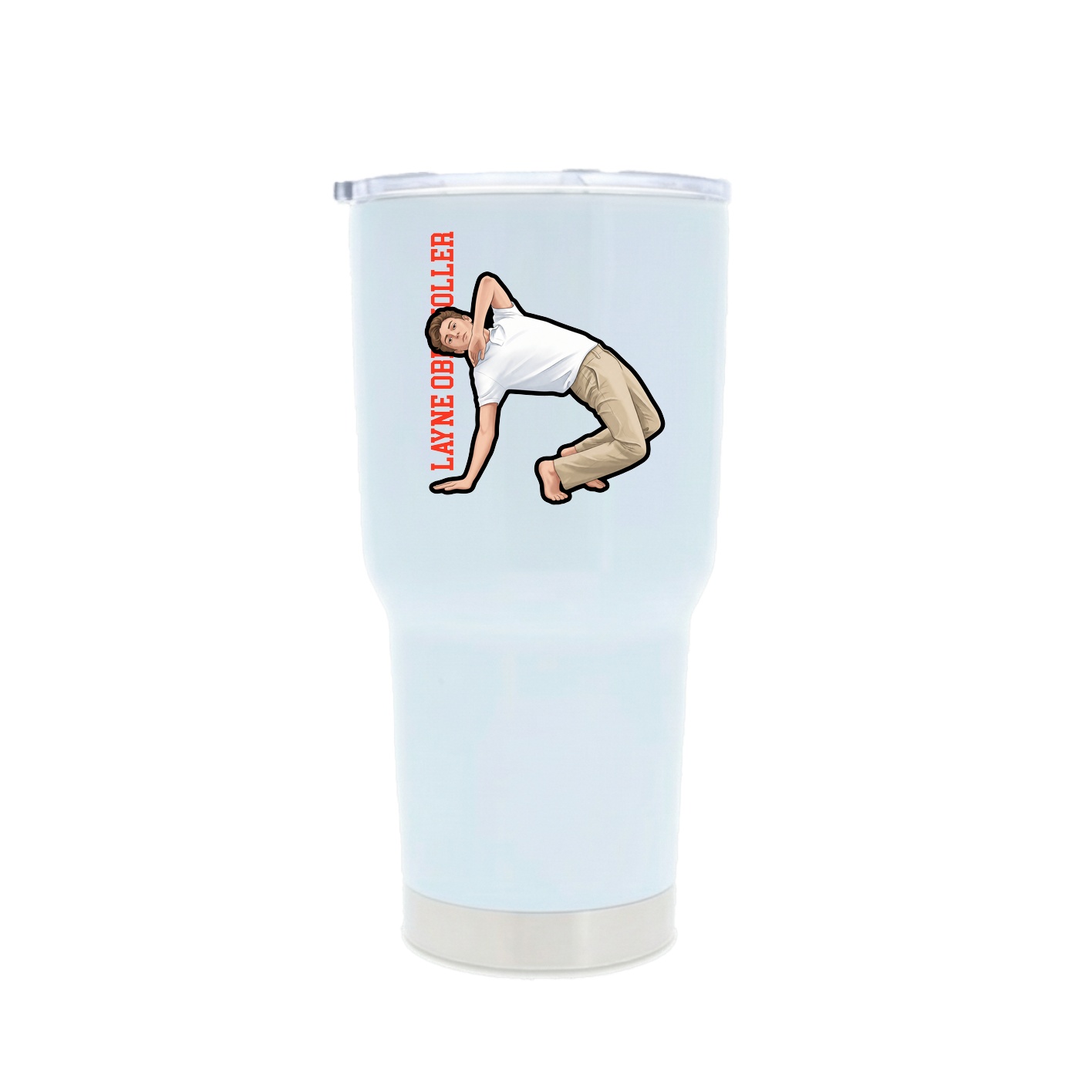 30oz Stainless Steel Tumbler — Name Vertical in White