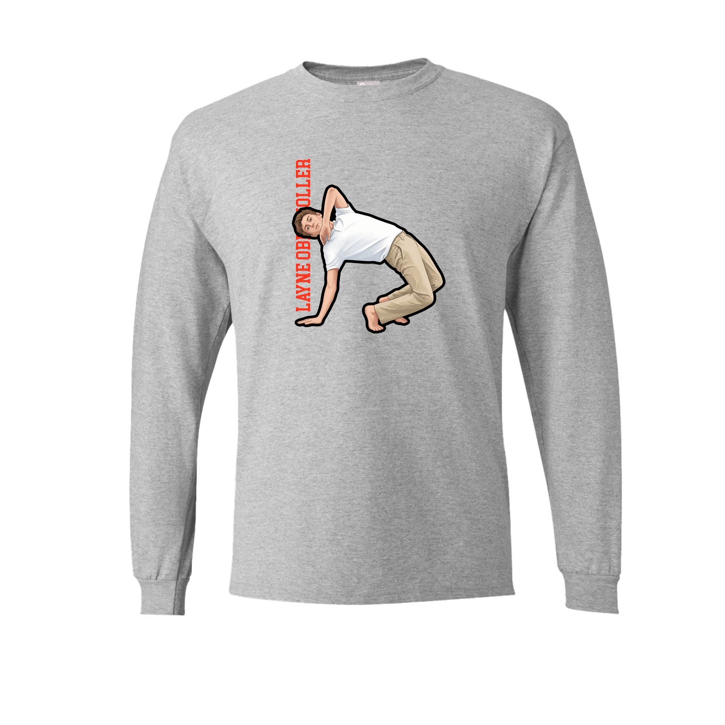 Long Sleeve Tee — Name Vertical in Grey