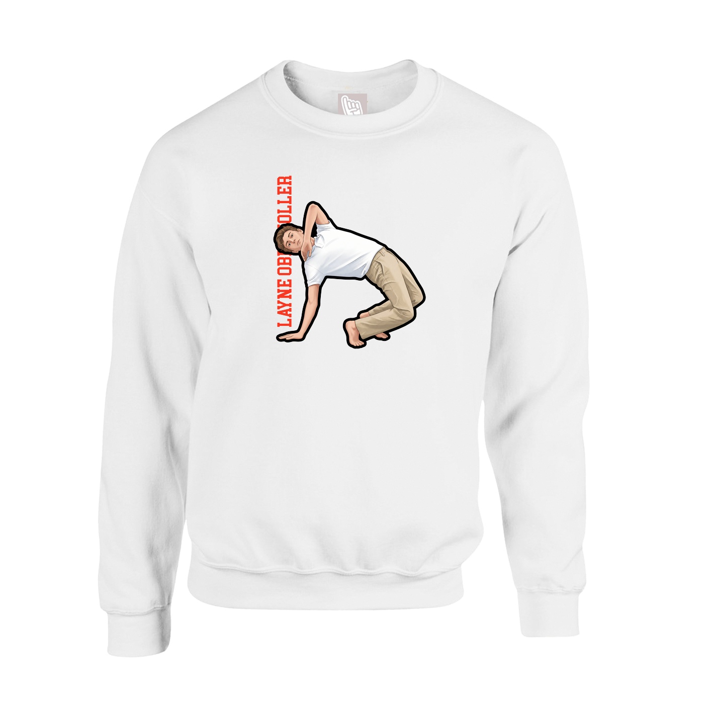 Fleece Crew — Name Vertical in White
