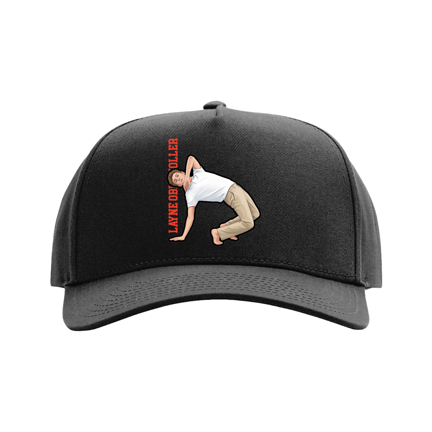 Full Fabric Five-Panel Champ Cap — Name Vertical in Black