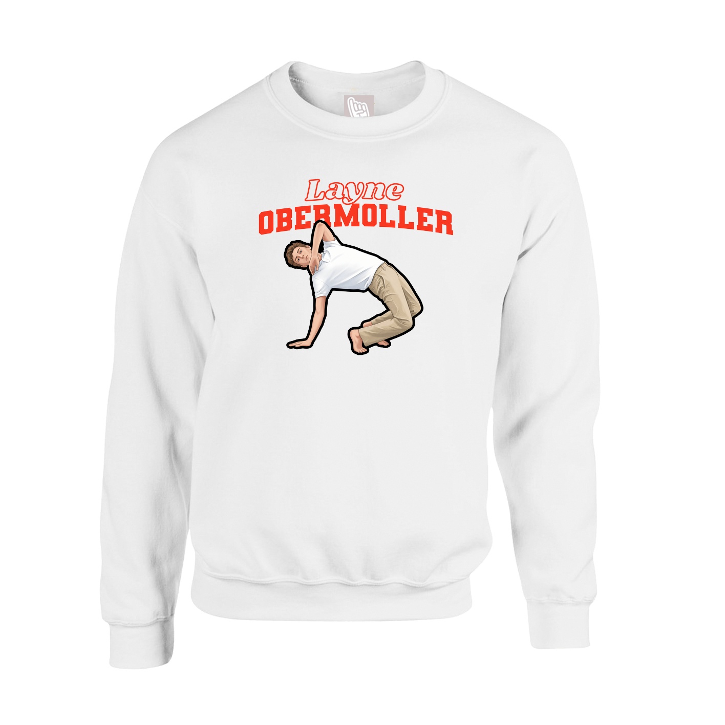 Fleece Crew — Name Arch in White