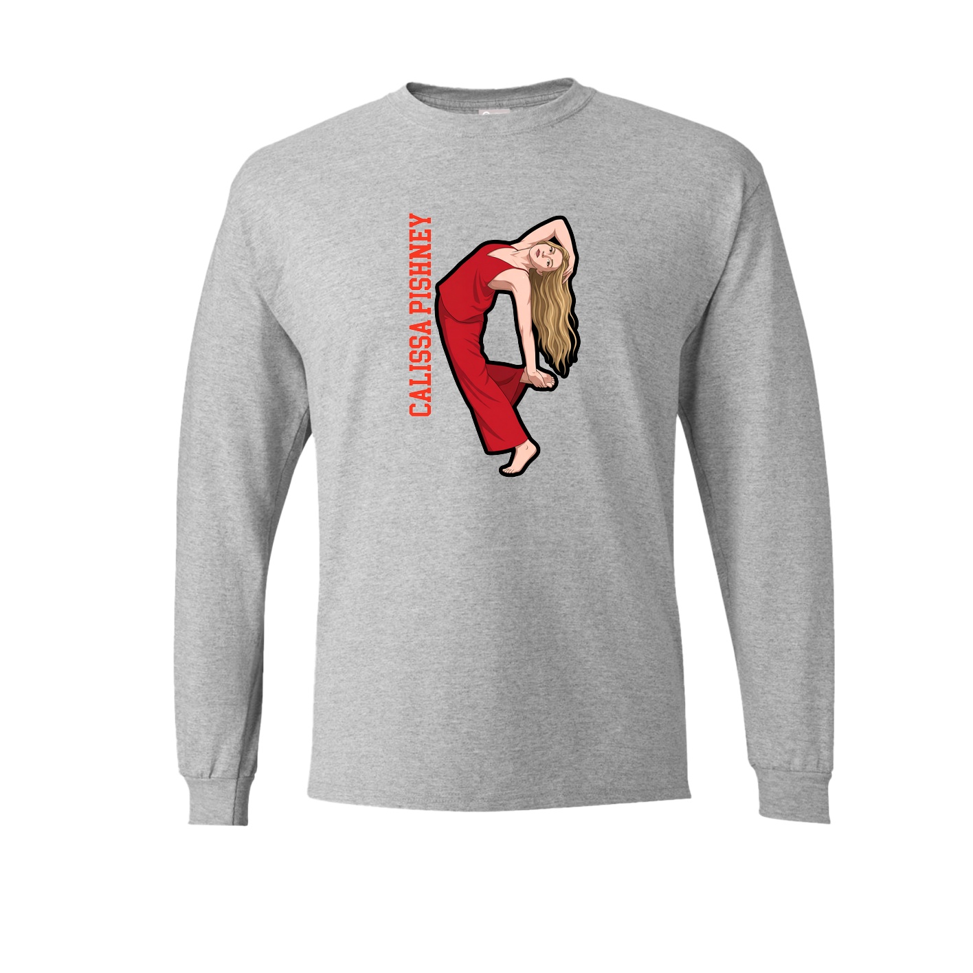 Long Sleeve Tee — Name Vertical in Grey