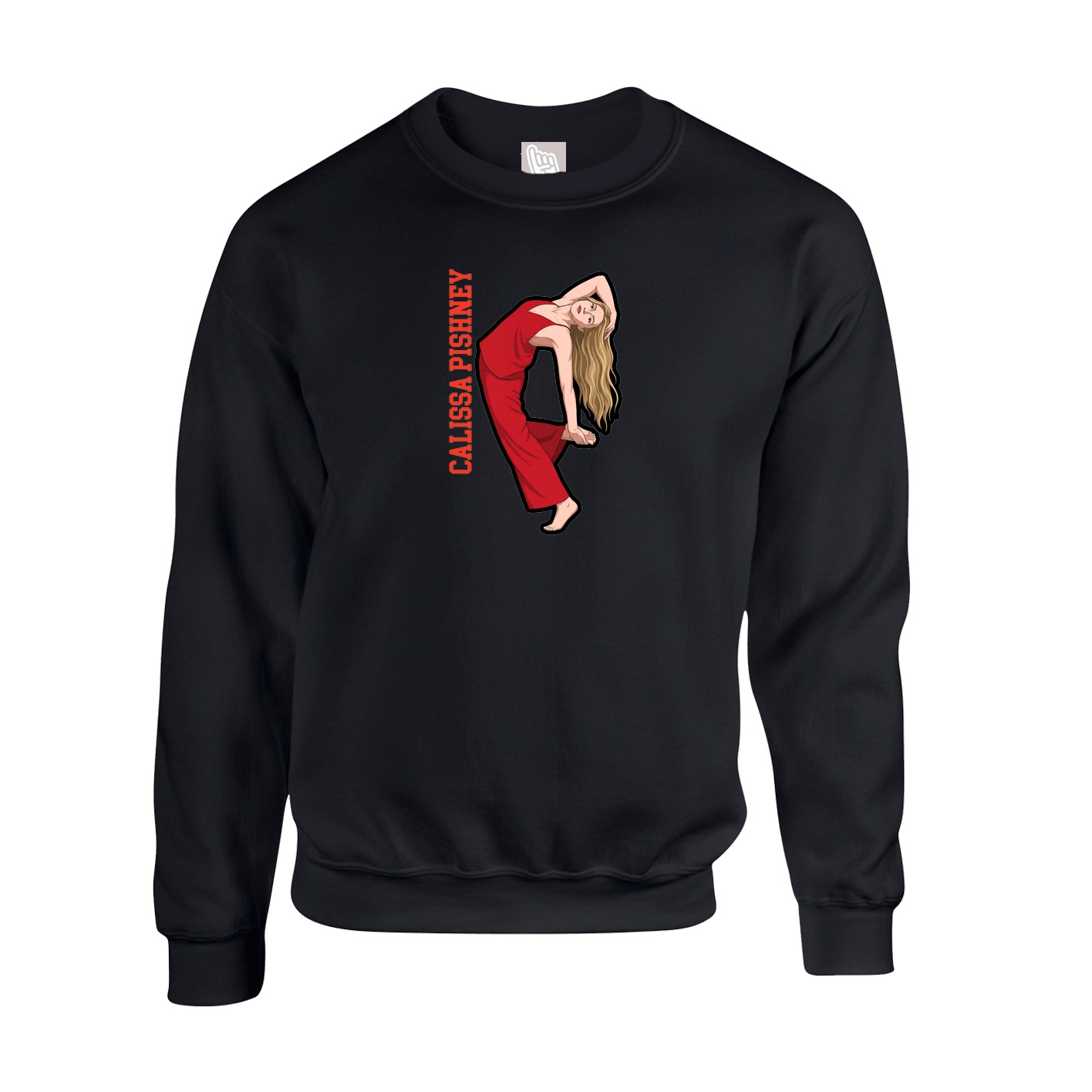 Fleece Crew — Name Vertical in Black