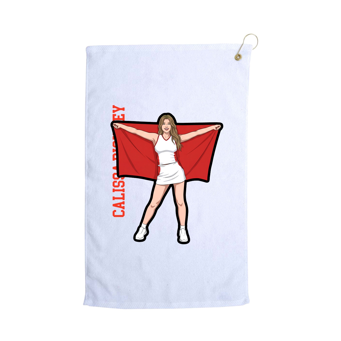 Golf Towel — Name Vertical in White