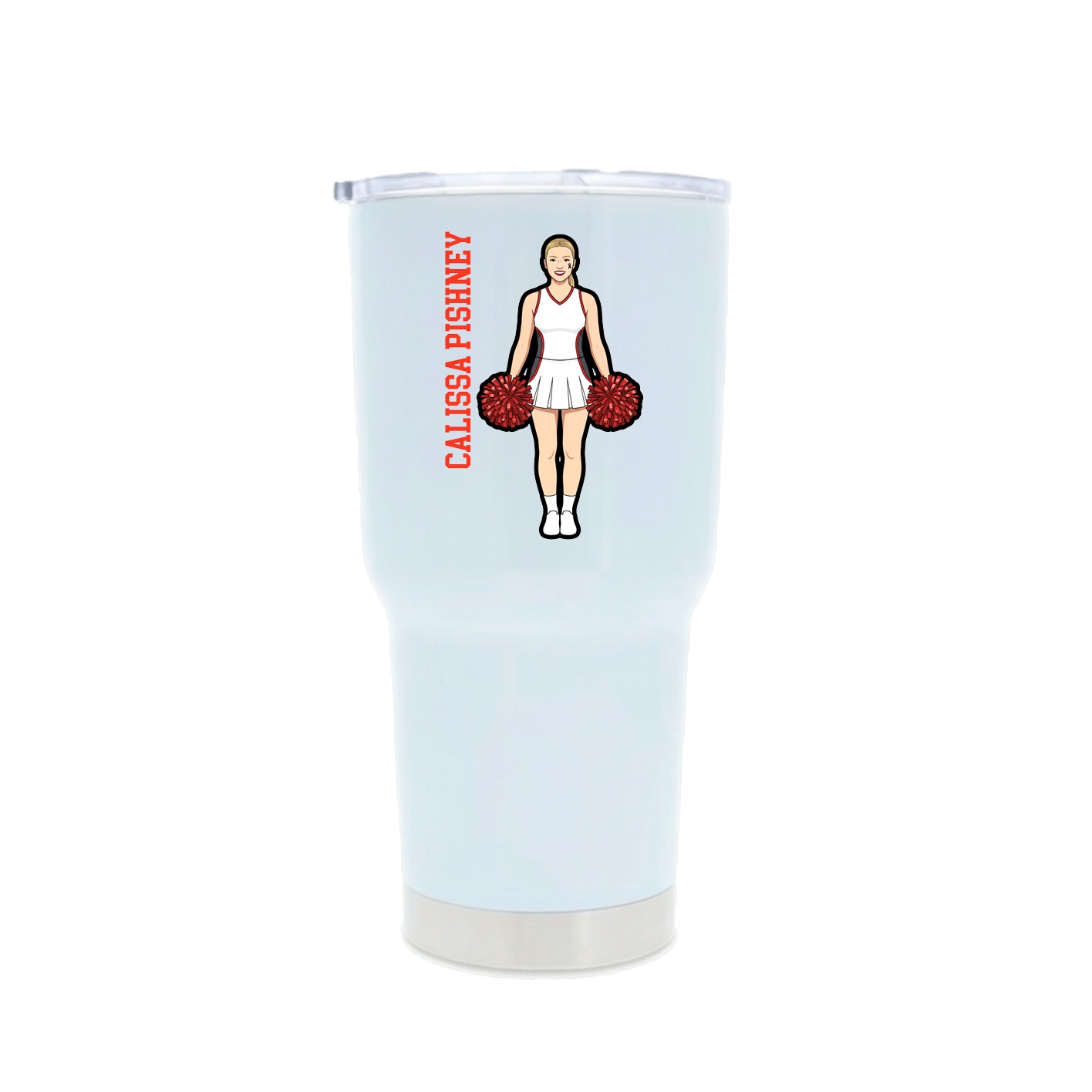 30oz Stainless Steel Tumbler — Name Vertical in White
