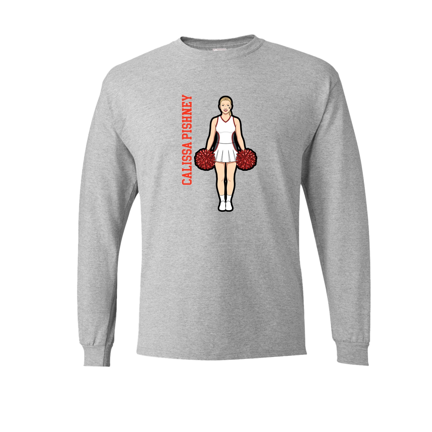 Long Sleeve Tee — Name Vertical in Grey