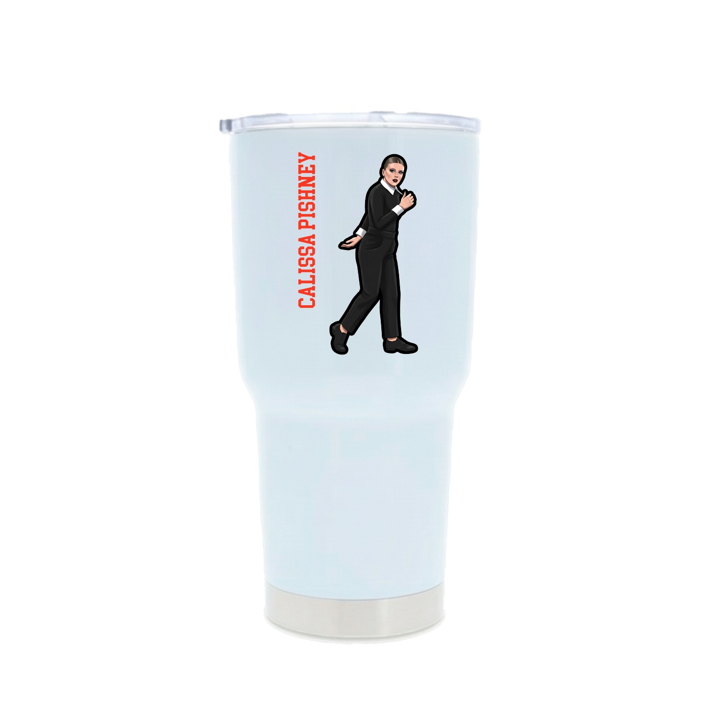 30oz Stainless Steel Tumbler — Name Vertical in White