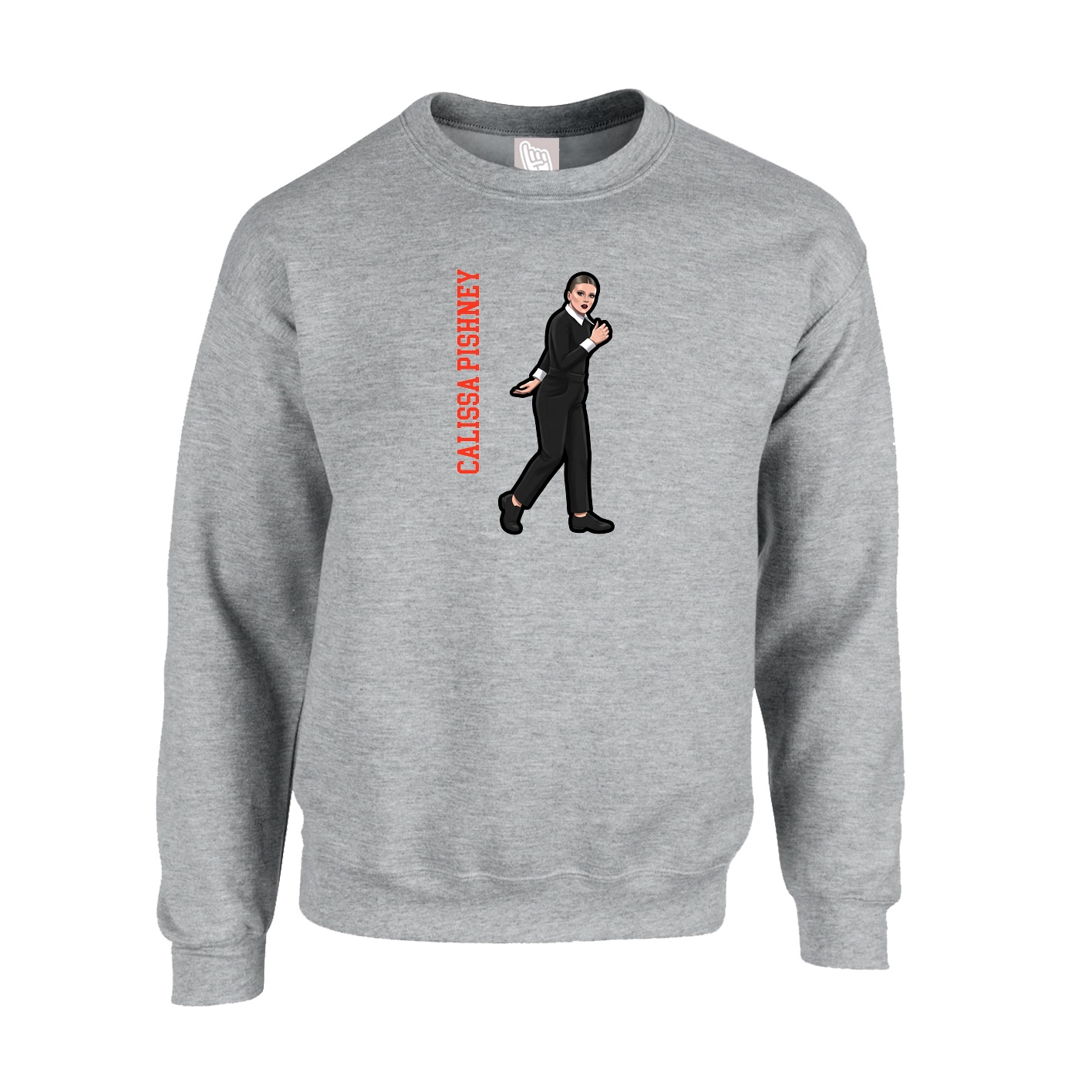 Fleece Crew — Name Vertical in Grey