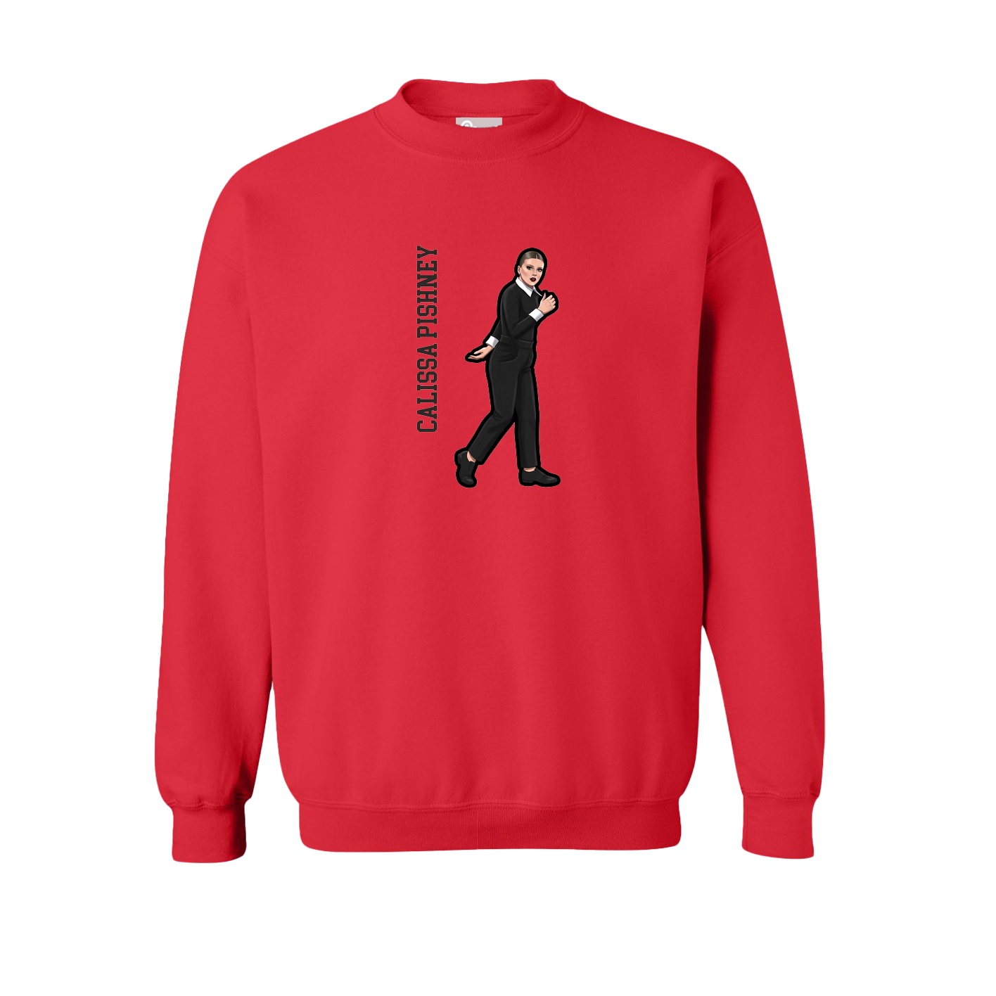 Fleece Crew — Name Vertical in Red