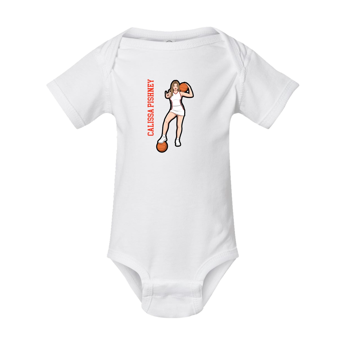 Baby Onesie — Name Vertical in White