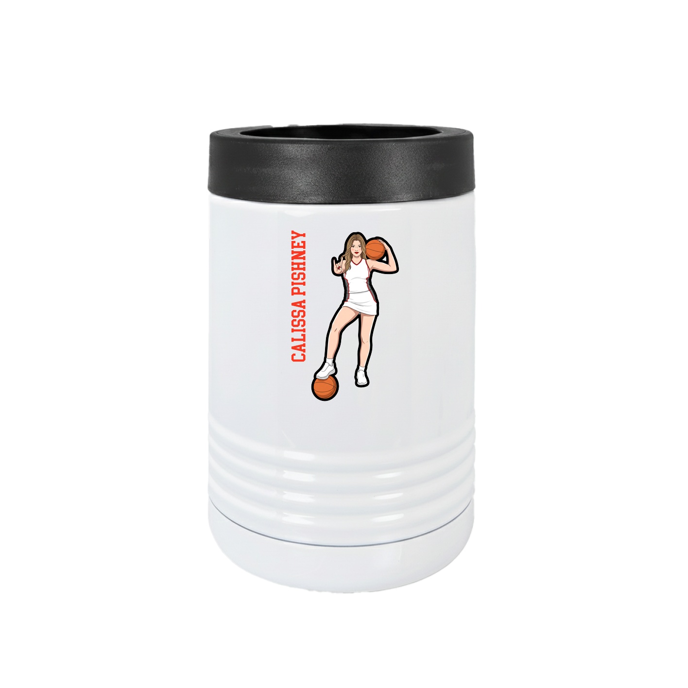 Beverage Holder — Name Vertical in White