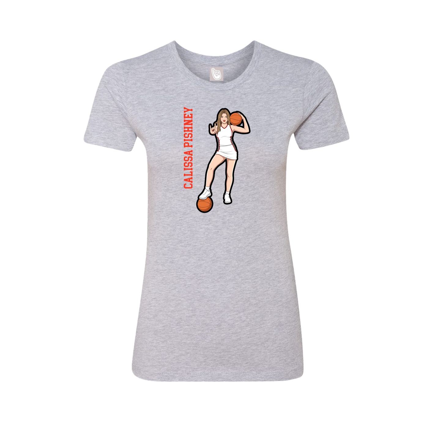 Womens Tee — Name Vertical in Grey